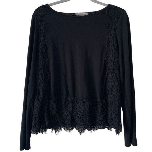 Kate and Mallory beautiful XL black top with gorgeous lace and hem - Picture 1 of 6